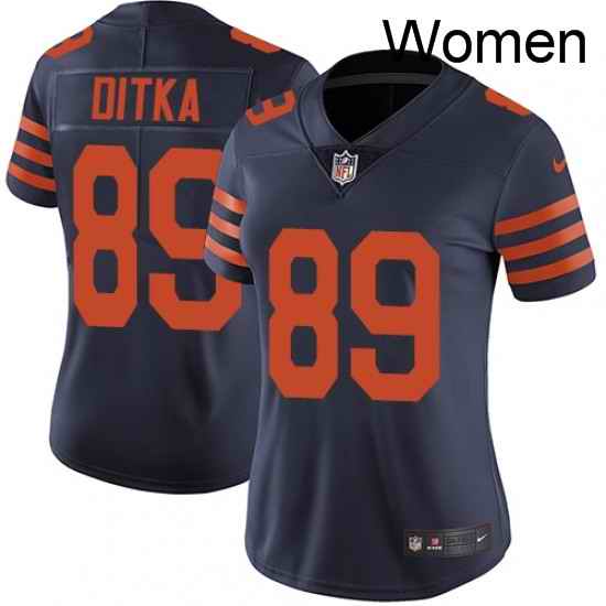 Womens Nike Chicago Bears 89 Mike Ditka Navy Blue Alternate Vapor Untouchable Limited Player NFL Jersey